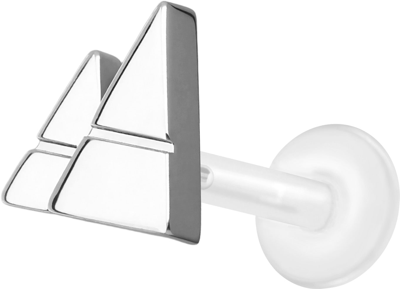 PTFE Labret Piercing mit Innengewinde + Titan-Aufsatz 2 PYRAMIDEN